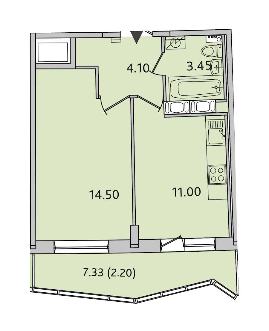 Однокомнатная квартира в СПб Реновация: площадь 35.25 м2 , этаж: 3 – купить в Санкт-Петербурге